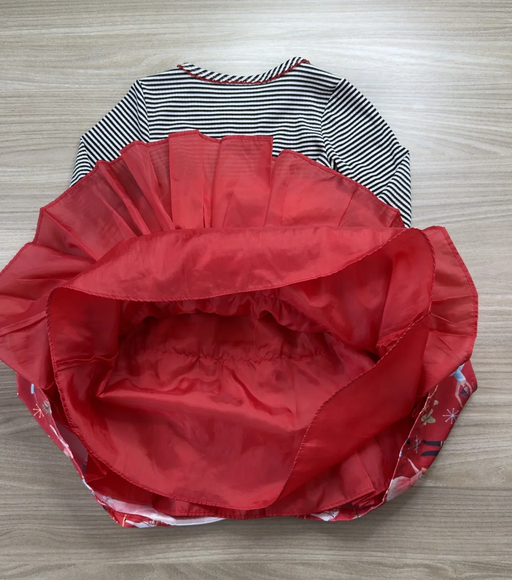 Nutcracker Ballet Girls Holiday Dress Red Black Striped Size 4/4T Bonnie Jean